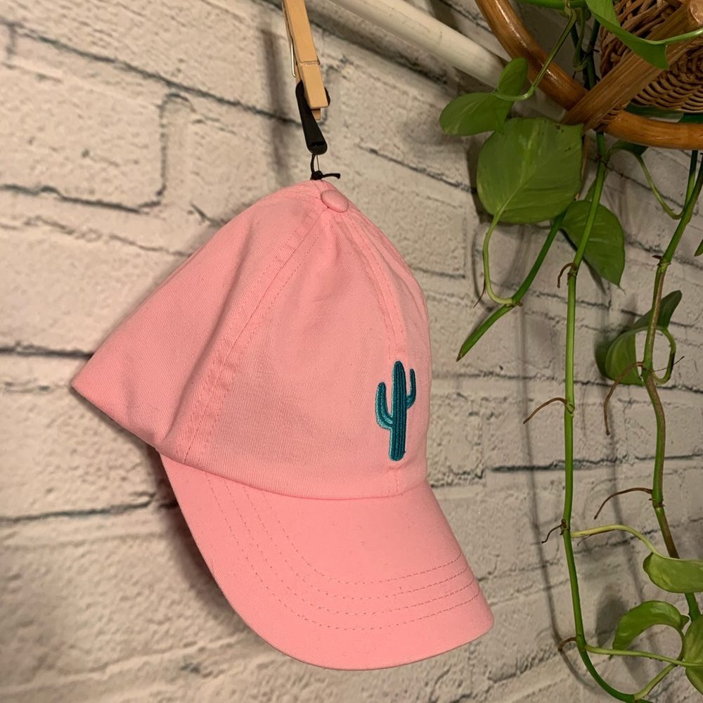 Brand New Pink Hat with Cactus Embroidery